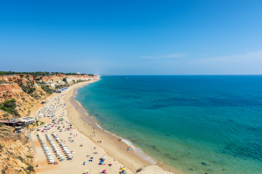 Praia da Falésia in Albufeira Portugal from above