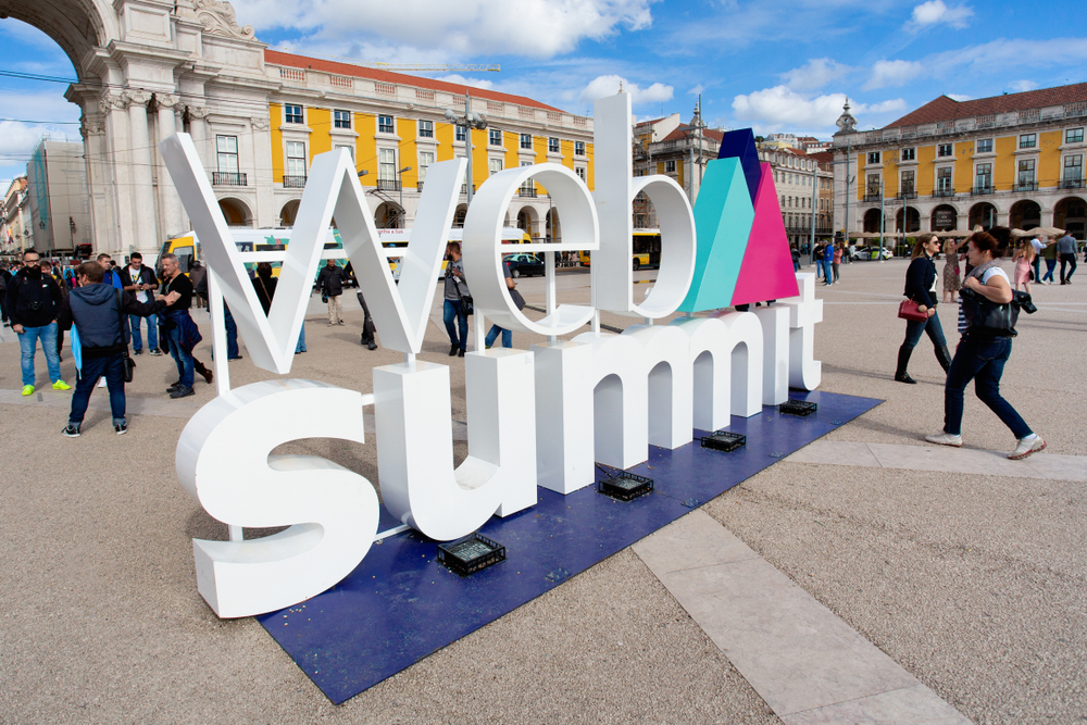 Web Summit sign in Lisbon, Portugal