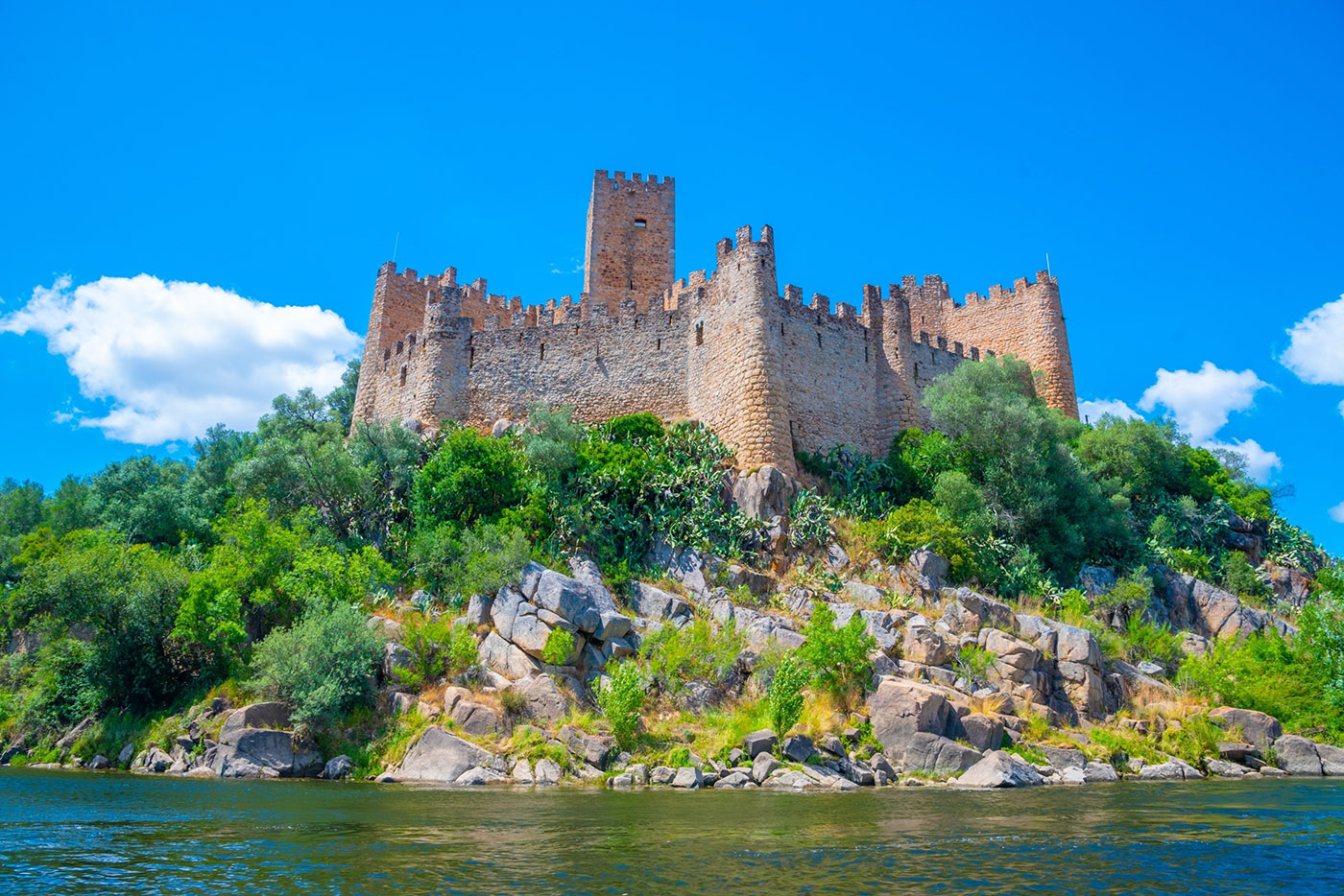 Castelo de Almourol on river Tajo in Portugal.
