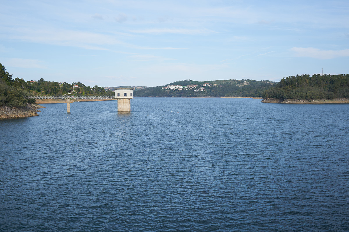Castelo do Bode dam lake reservoir landscape in Portugal