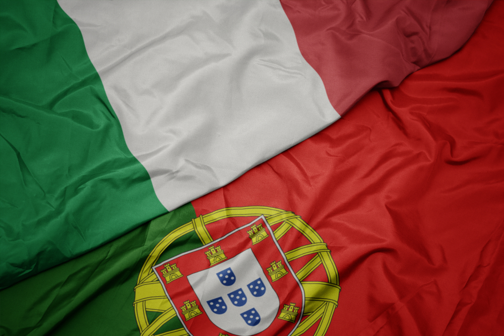 Portugal flag and Italy flag