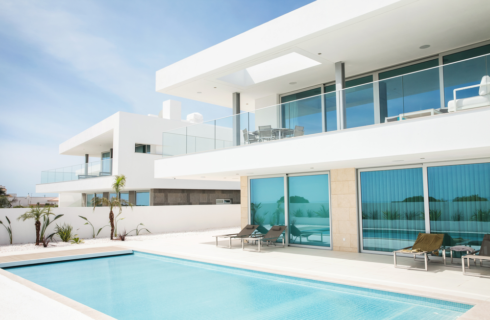 exterior view of modern white villas in Portugal
