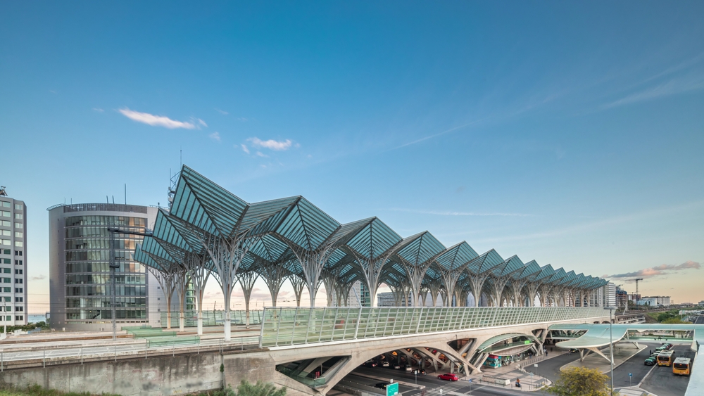Railway platform in Lisbon with modern architecture in Portugal