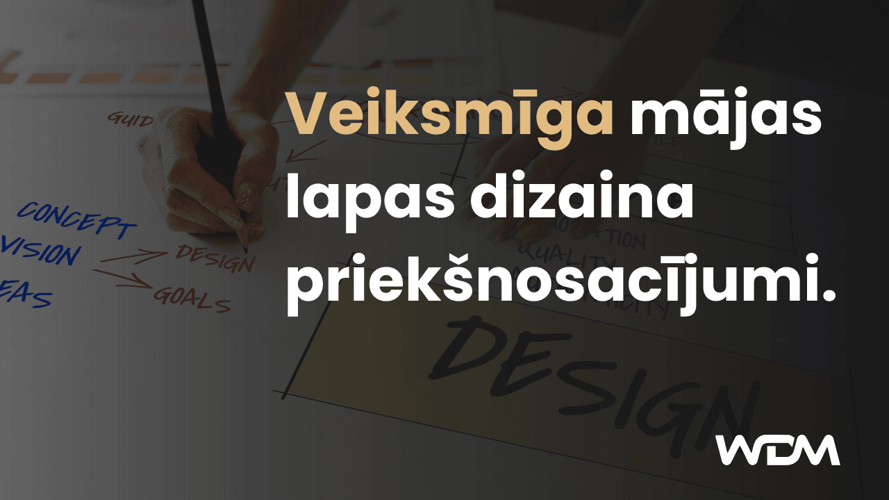 E-Komercijas raksta bilde ar tekstu "Veiksmīgu mājas lapas dizaina priekšnosacījumi"