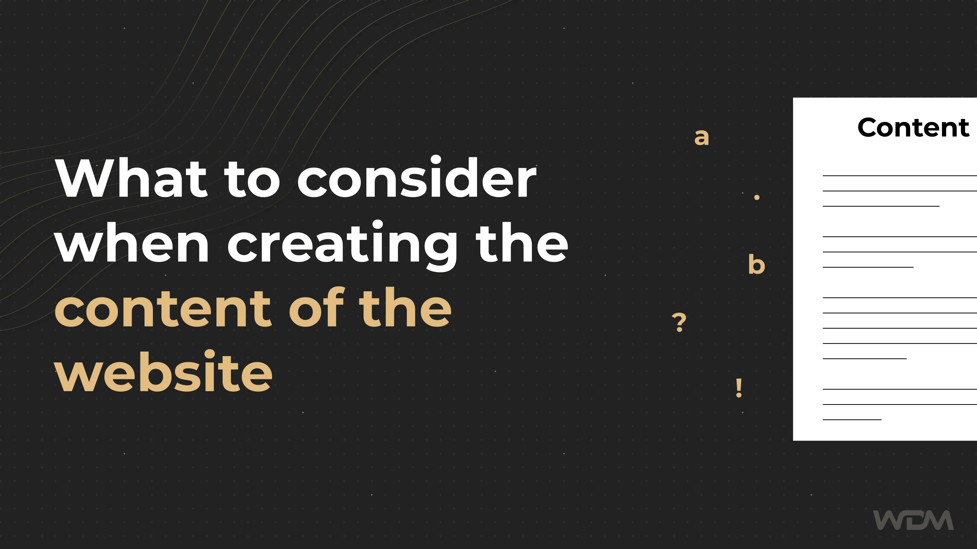 E-Commerce article thumbnail with the caption "What to consider when creating the content of the website"