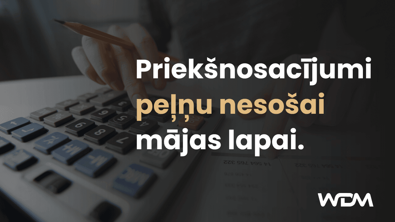 E-komercijas raksta attēls ar tekstu "Priekšnosacījumi peļņu nesošai mājas lapai."