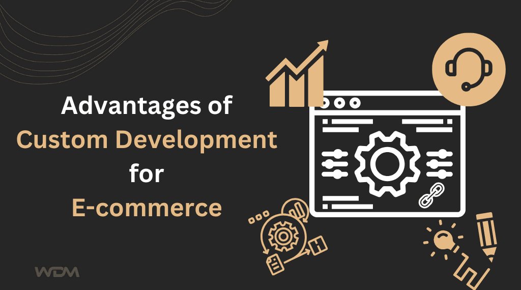 E-commerce article thumbnail with the caption "Advantages of Custom Development for Ecommerce"
