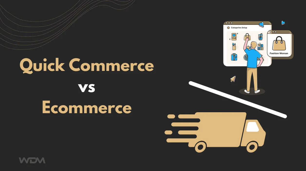 E-commerce article thumbnail with the caption "Quick Commerce vs Ecommerce"