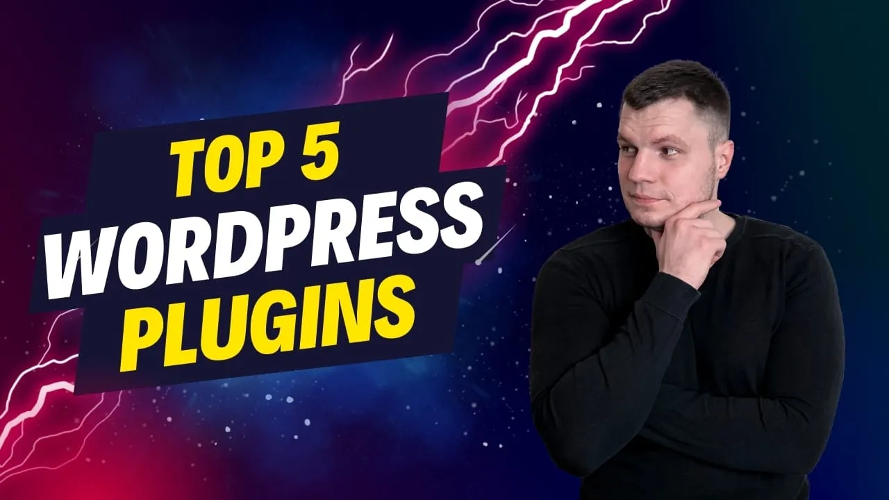 E-commerce article thumbnail with caption "Top 5 Wordpress plugins"