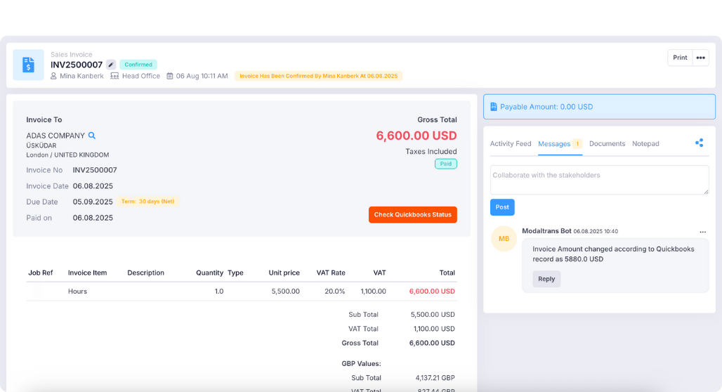 sales invoice profile