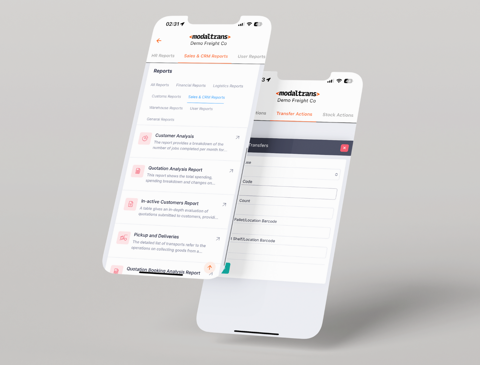 modaltrans logistics software with mobile app option