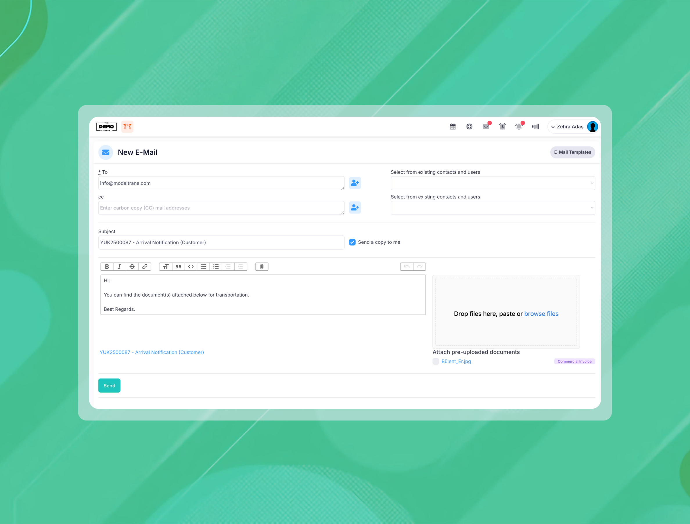 mail sending with logistics software