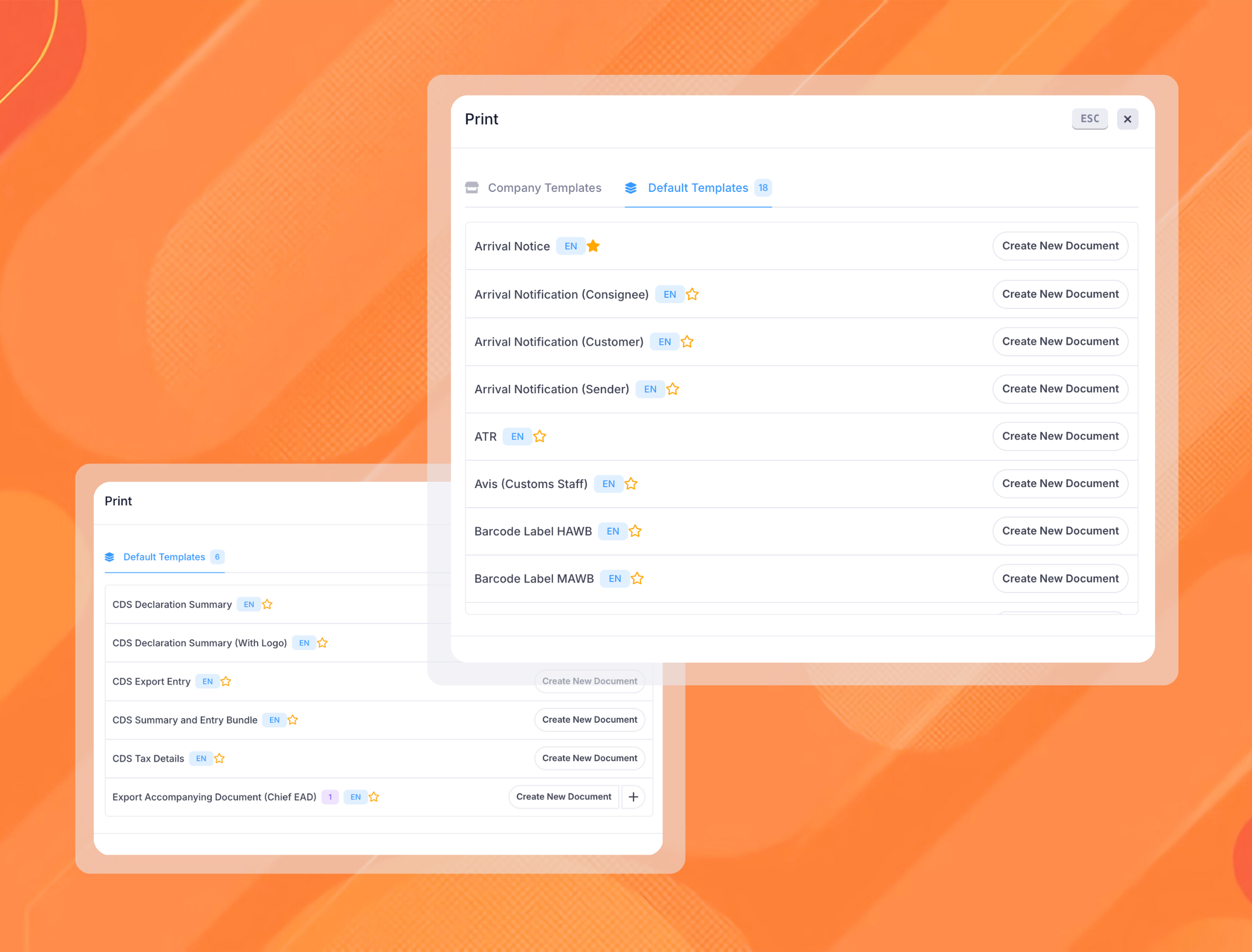 ready to use documents in modaltrans