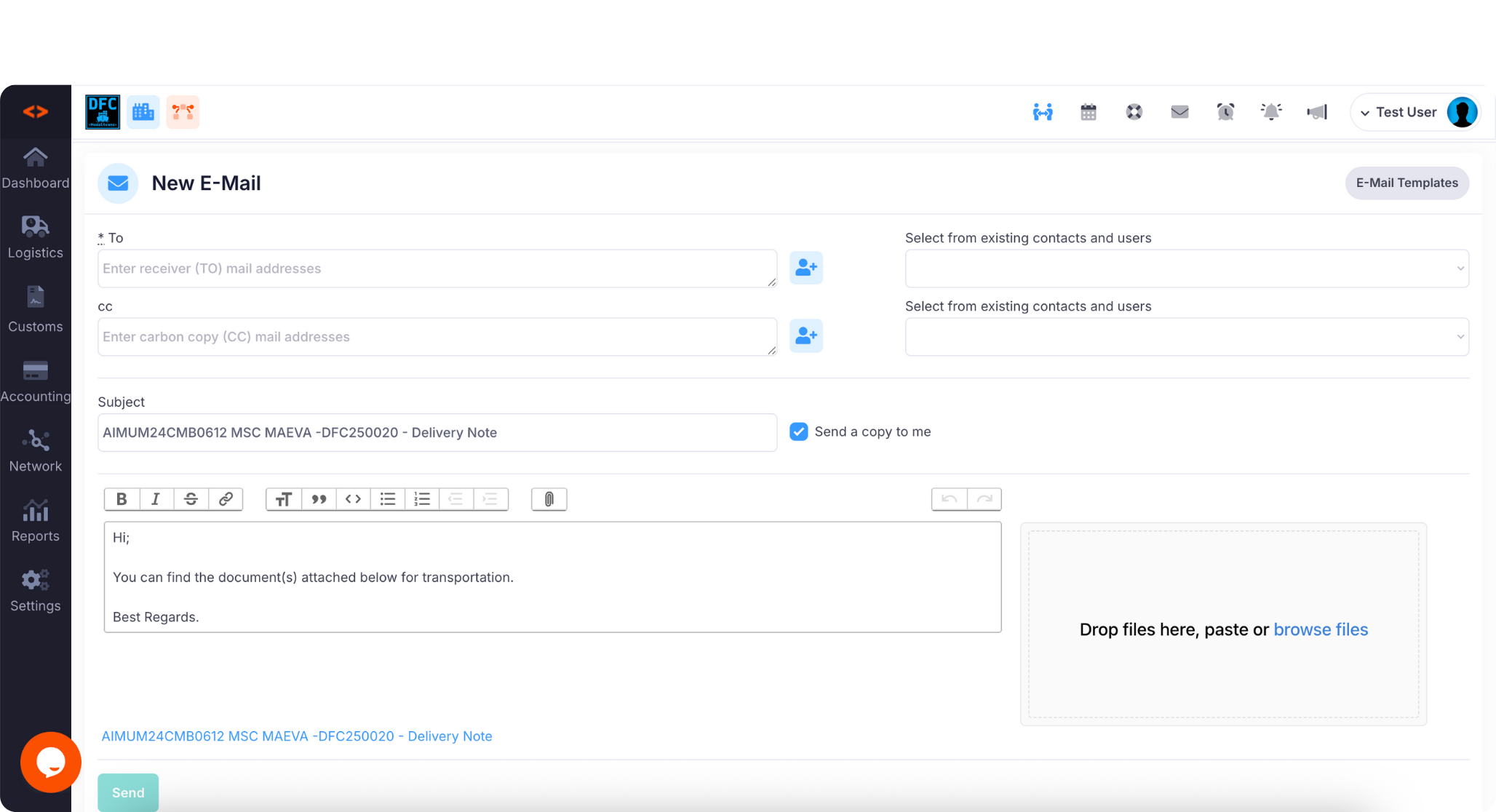 mail sending for logistics