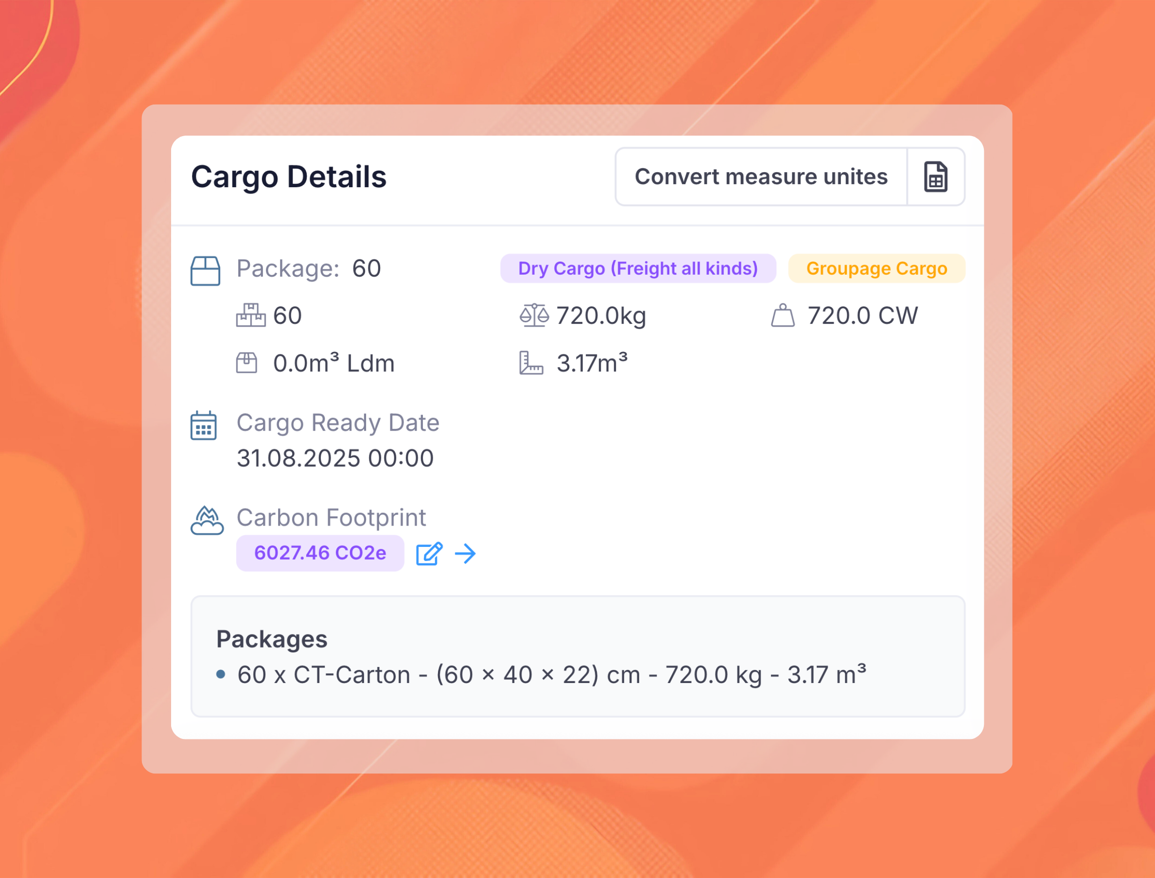 cargo details modaltrans sample