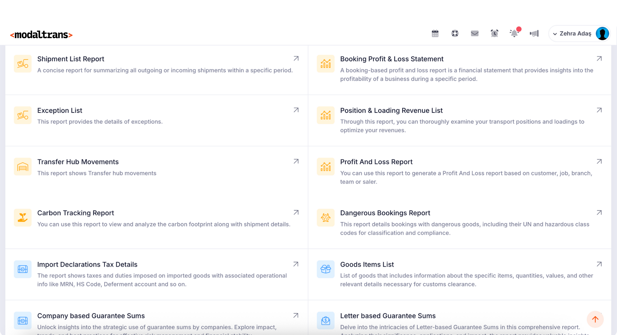 report options modaltrans