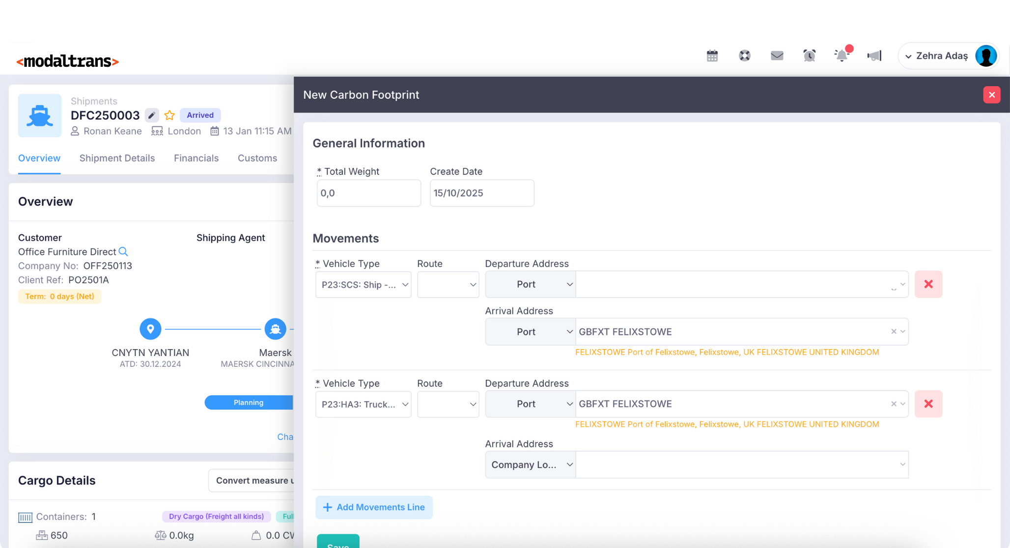 shipment management sample