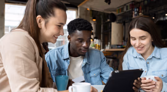 Group of students meeting tech founders.