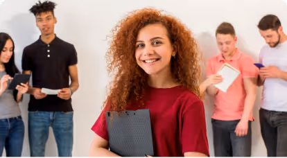 Students exploring career opportunities at tech fair.