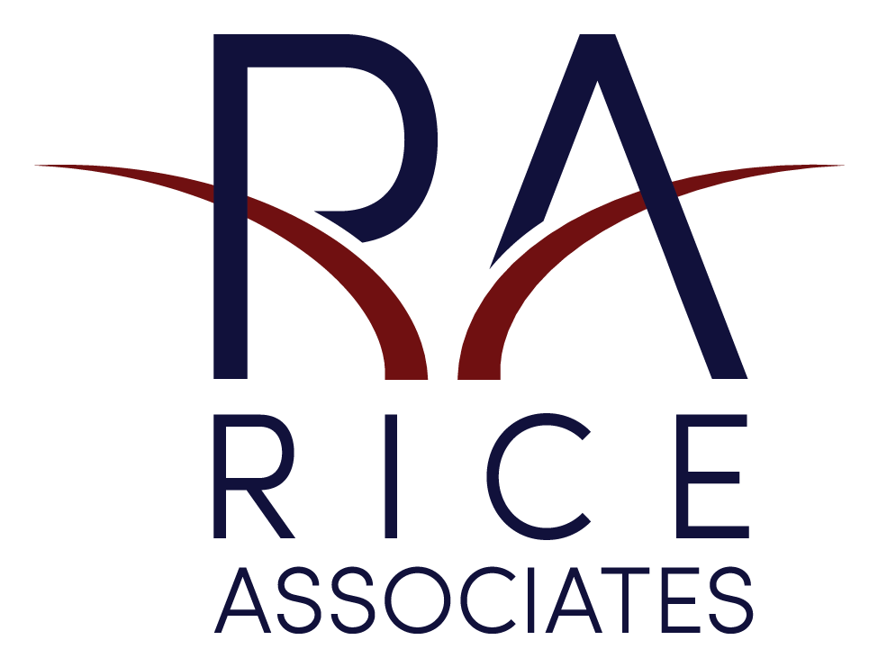 Logo with stylized letters RA and the text Rice Associates below.