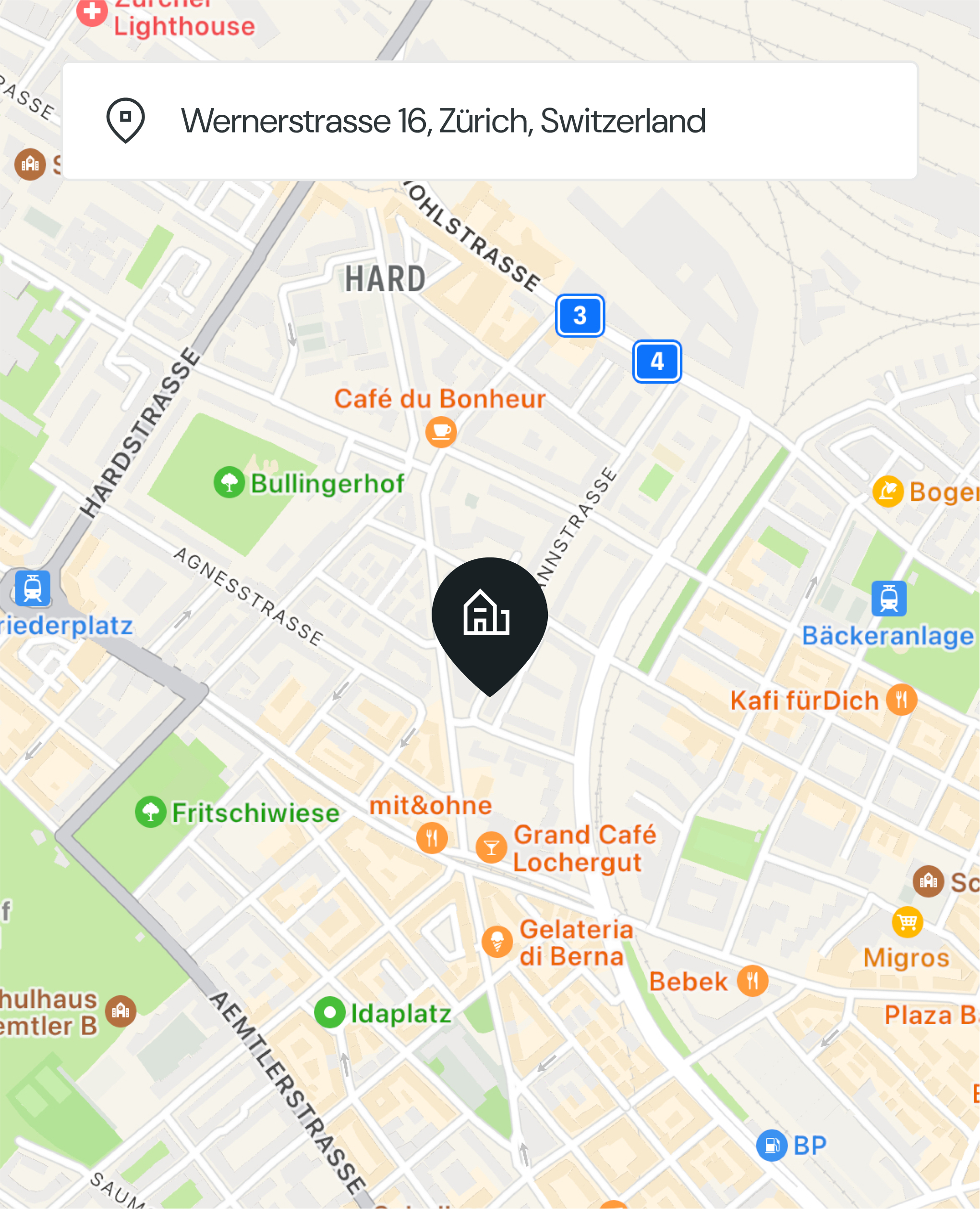 Map showing location and pin of a property