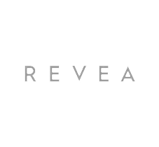 The word REVEA in thin gray uppercase letters on a transparent checkerboard background.