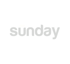 Word 'Sunday' in light gray with a small white sunrise icon above the letter 'u'.