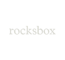 Text logo reading 'rocksbox' in a light beige font on a transparent background.