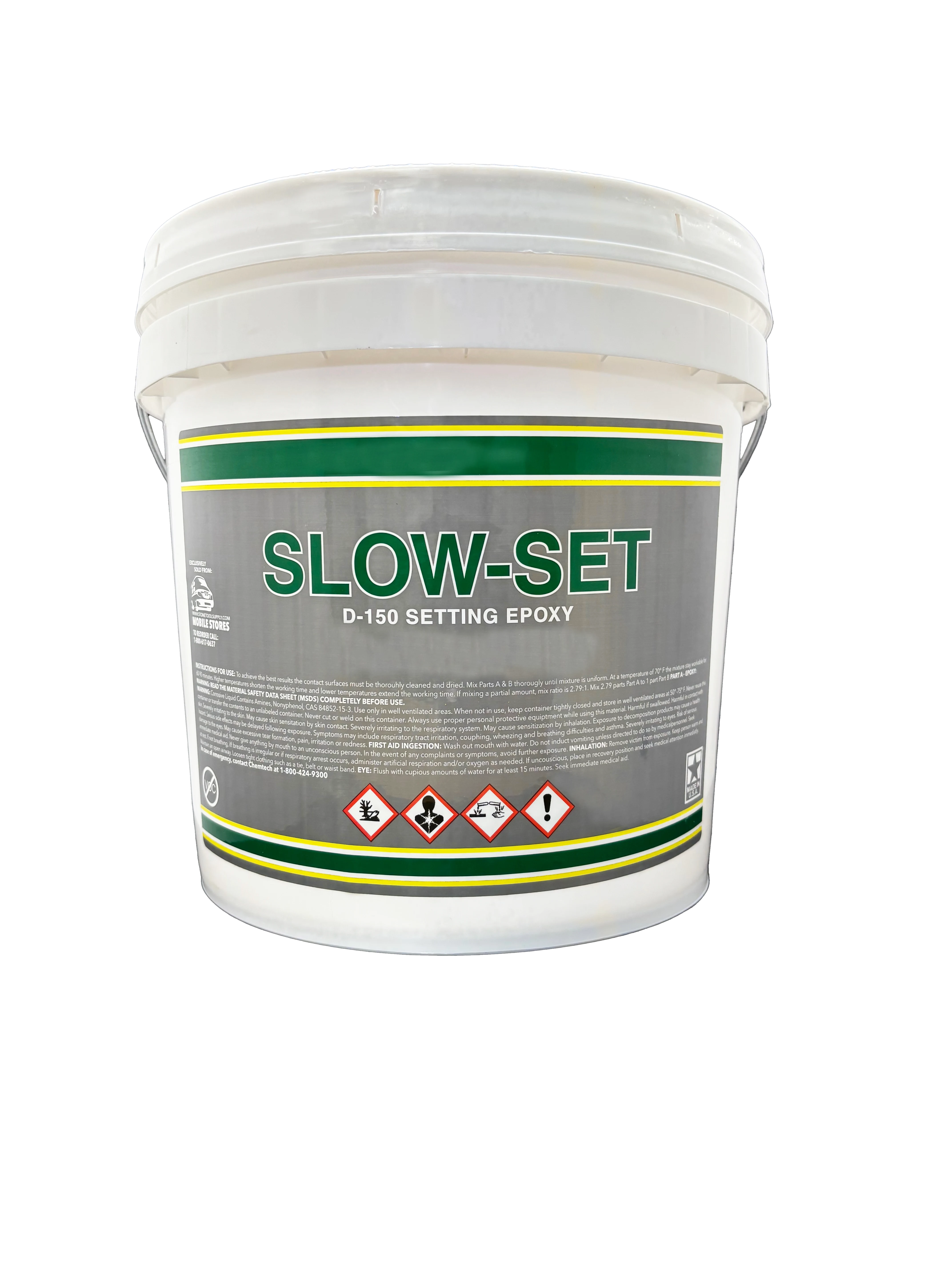 Stone-weld slow set is extremely slow curing and safe for all materials