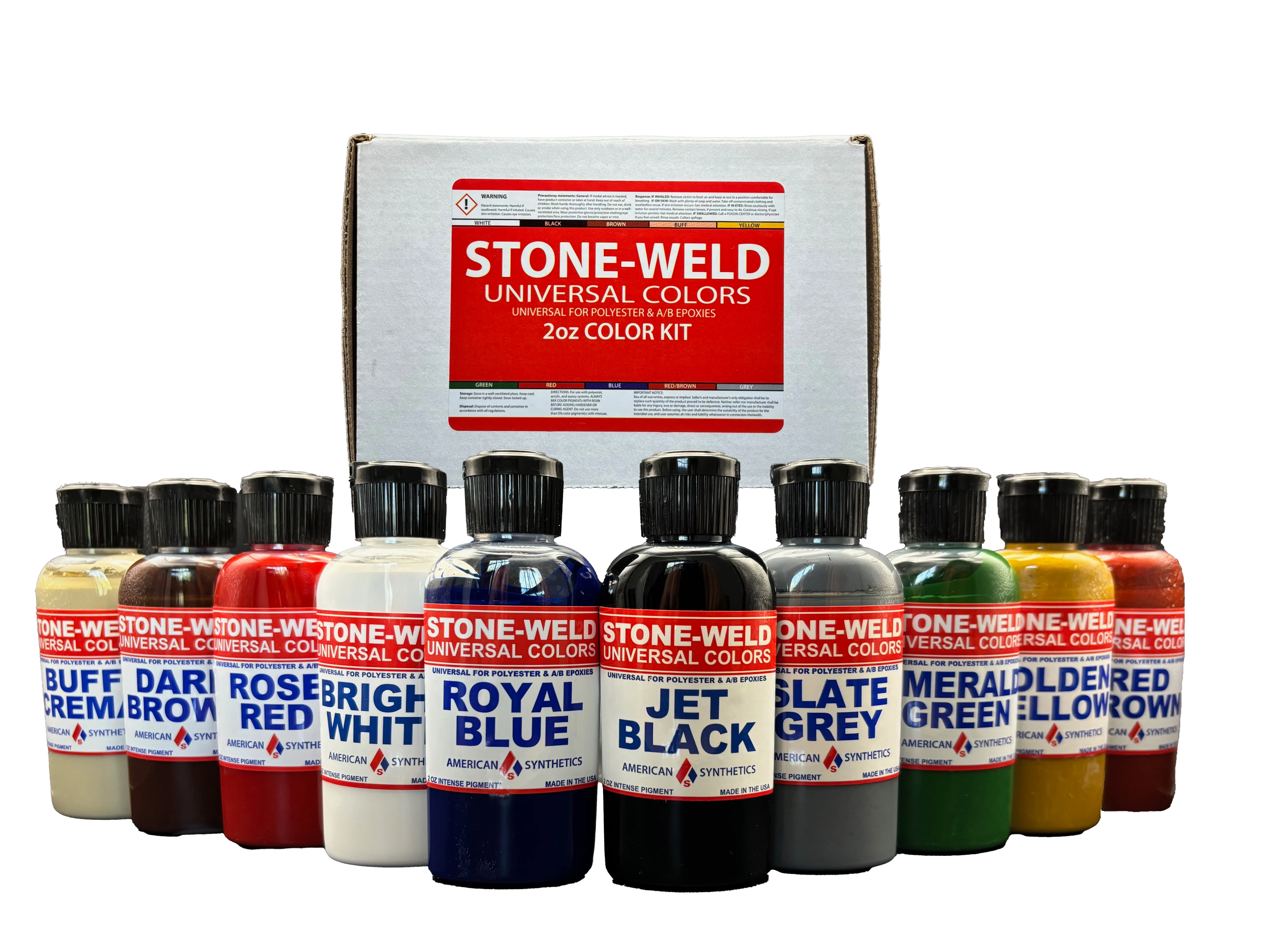 Stone-weld universal colors is the best color kit for polyester