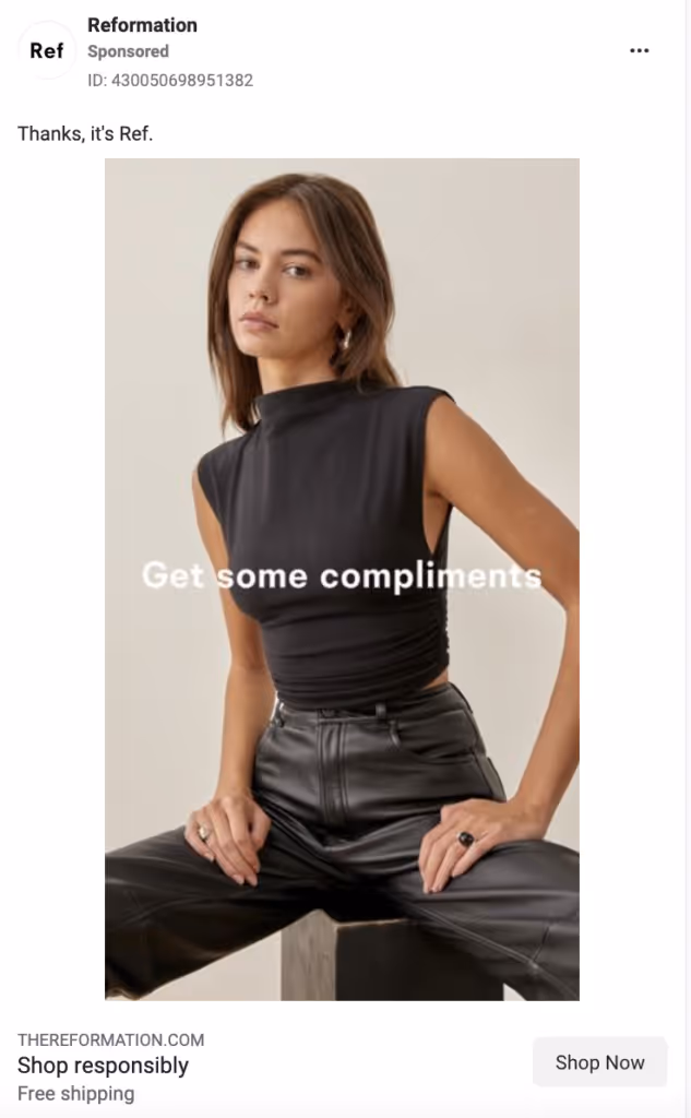 Facebook ad by Reformation
