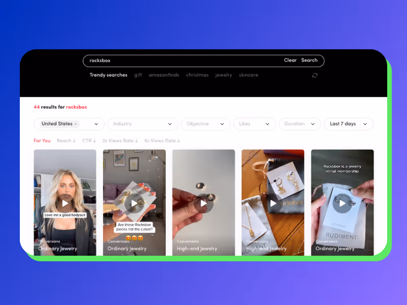tiktok ad library search rocksbox