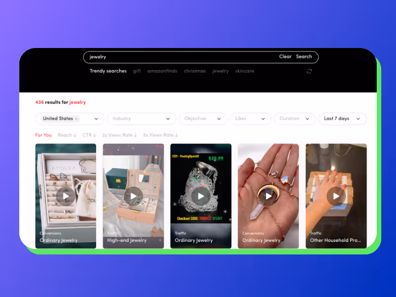 tiktok ad library search jewelry