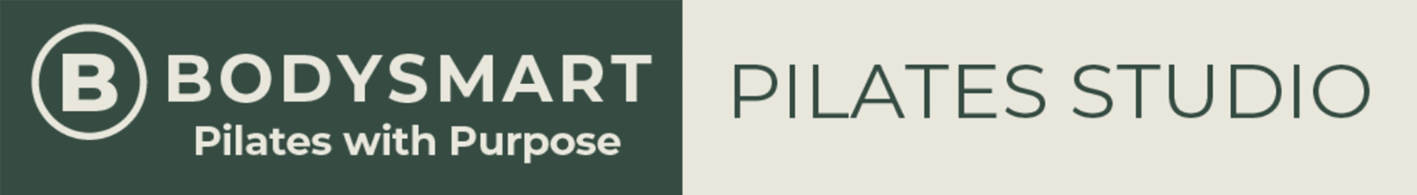 A green and beige logo identifying the Pilates Studio 