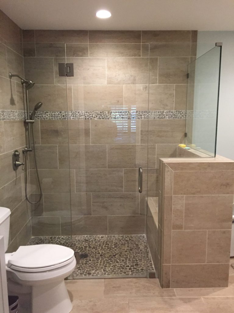 Custom Shower that is built with brick