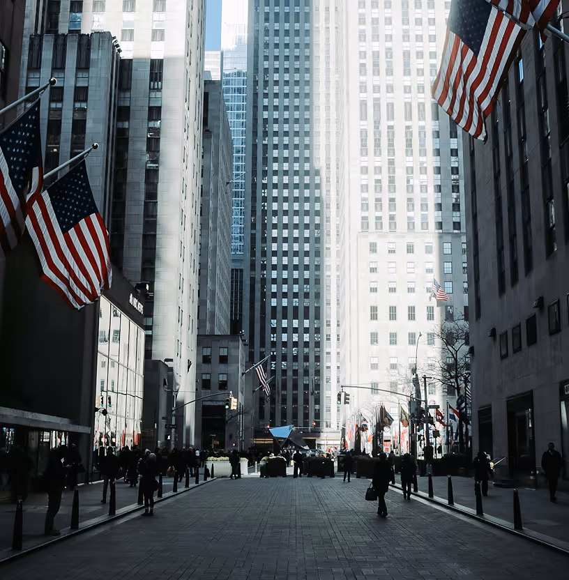 A street with tall buildings