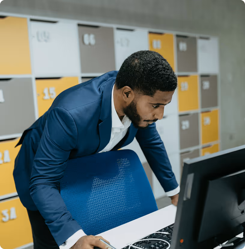 A man looking at screen