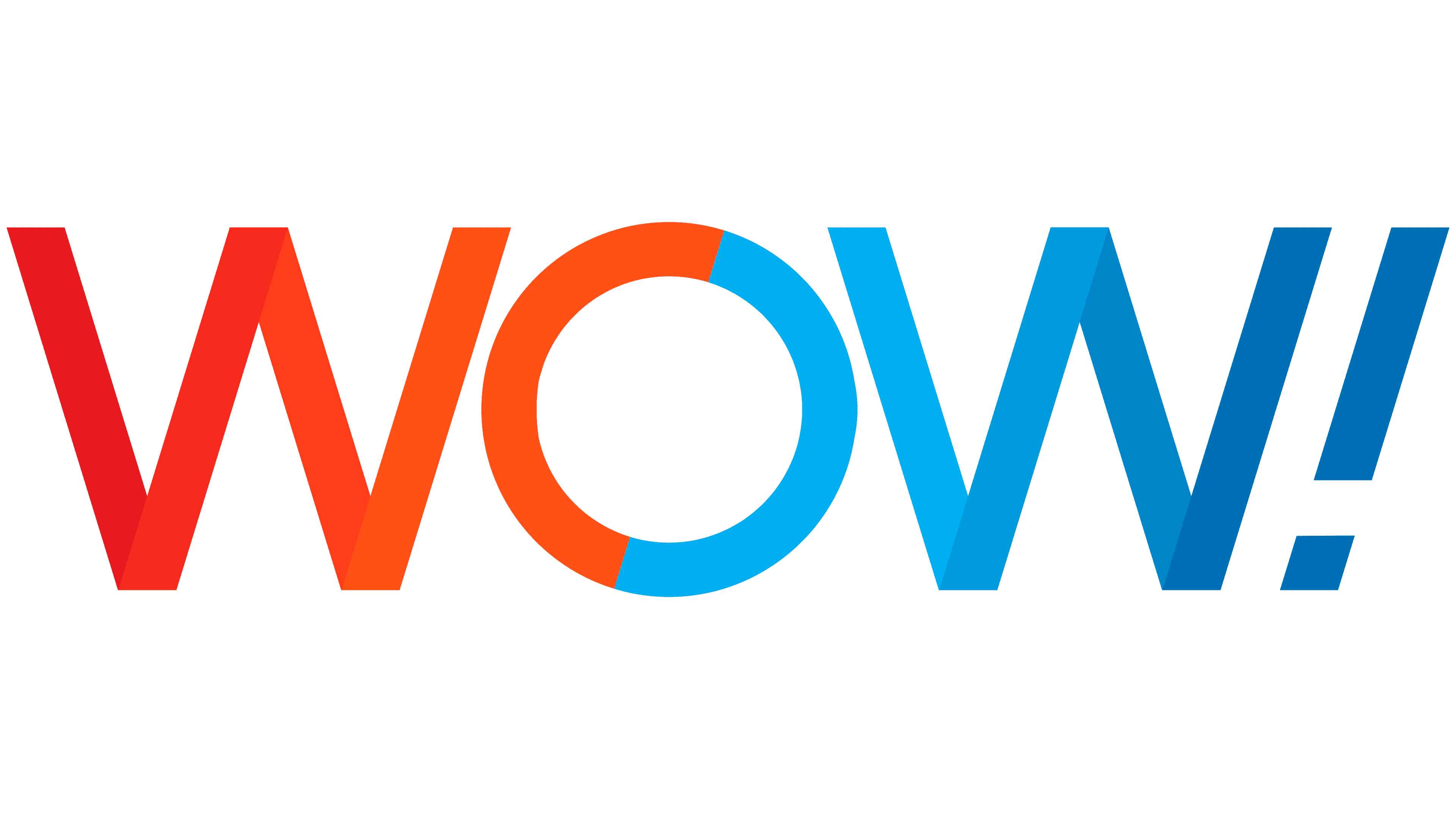 Colorful logo with the text 'WOW!' featuring a gradient from red to orange to blue.