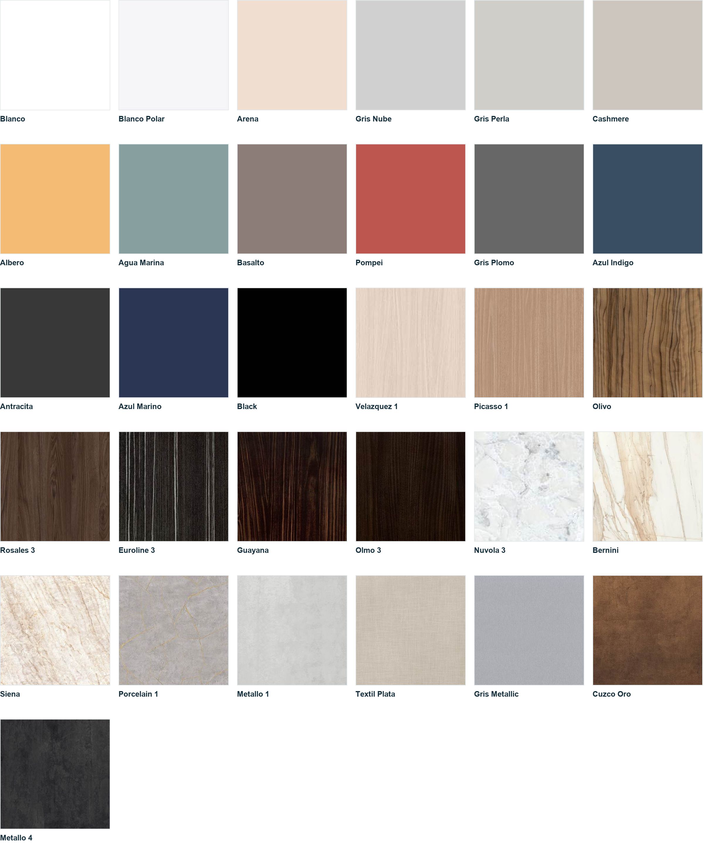 High gloss wall panel finishes, full palette