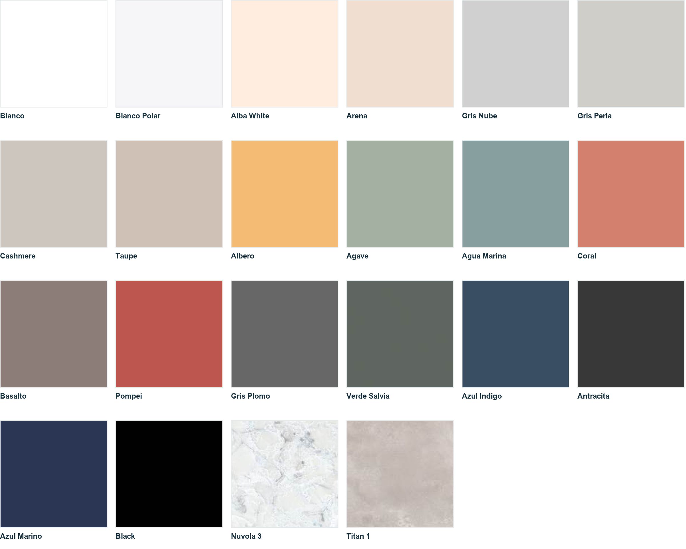 Super matte wall panel finishes, full palette