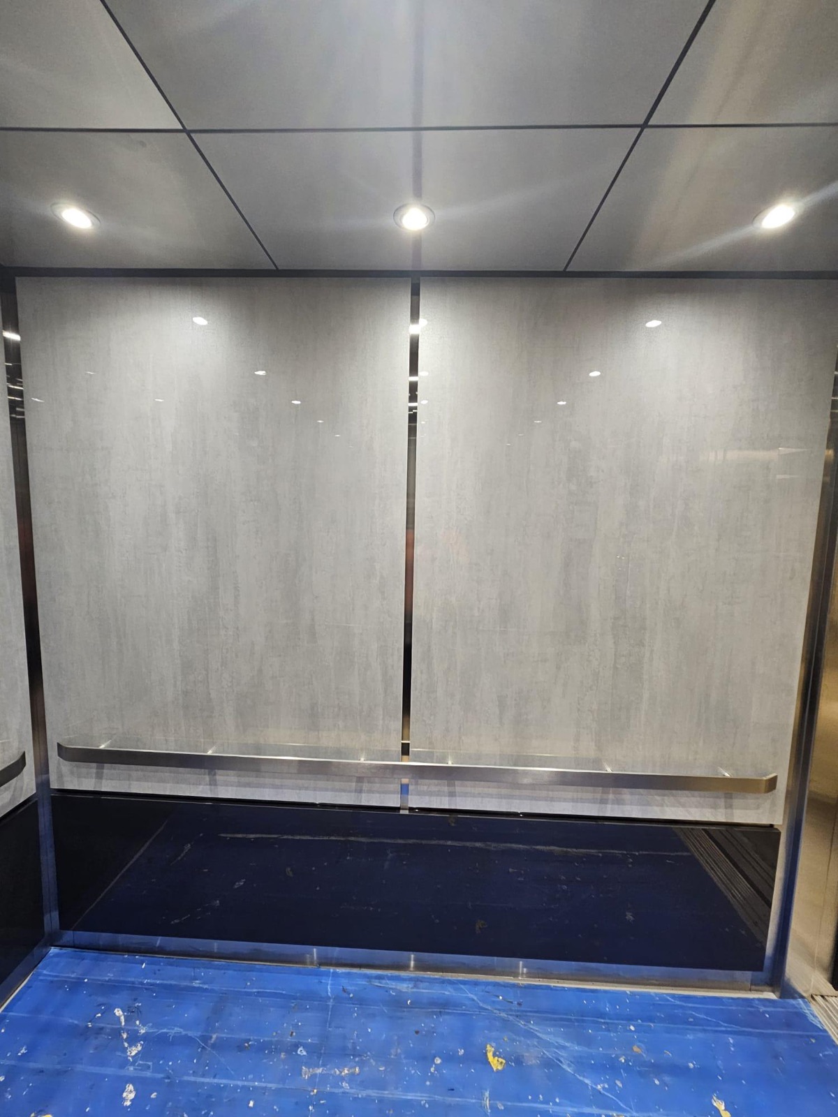 Finished elevator cab interior at Hialeah Hospital