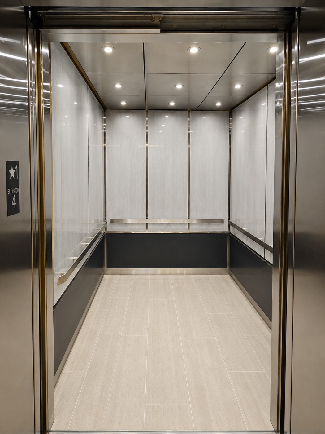 Modernized elevator cab interior at Hialeah Hospital, Elevator 4