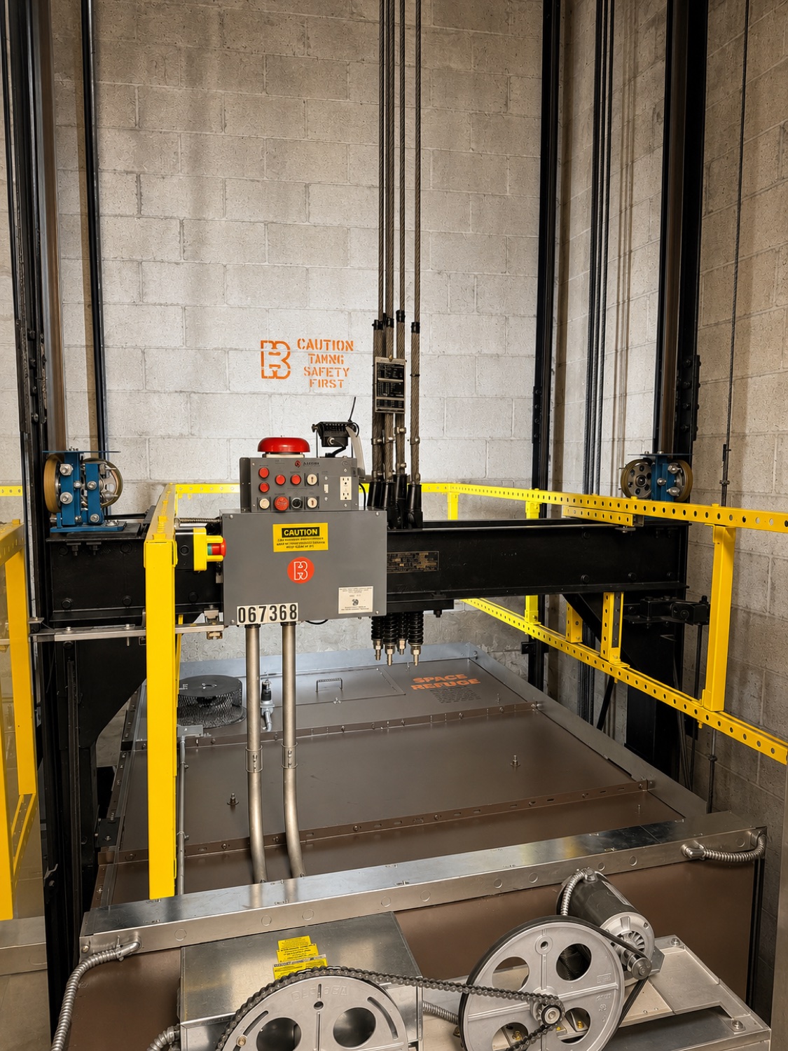 Elevator car top with controller and safety equipment at Hialeah Hospital