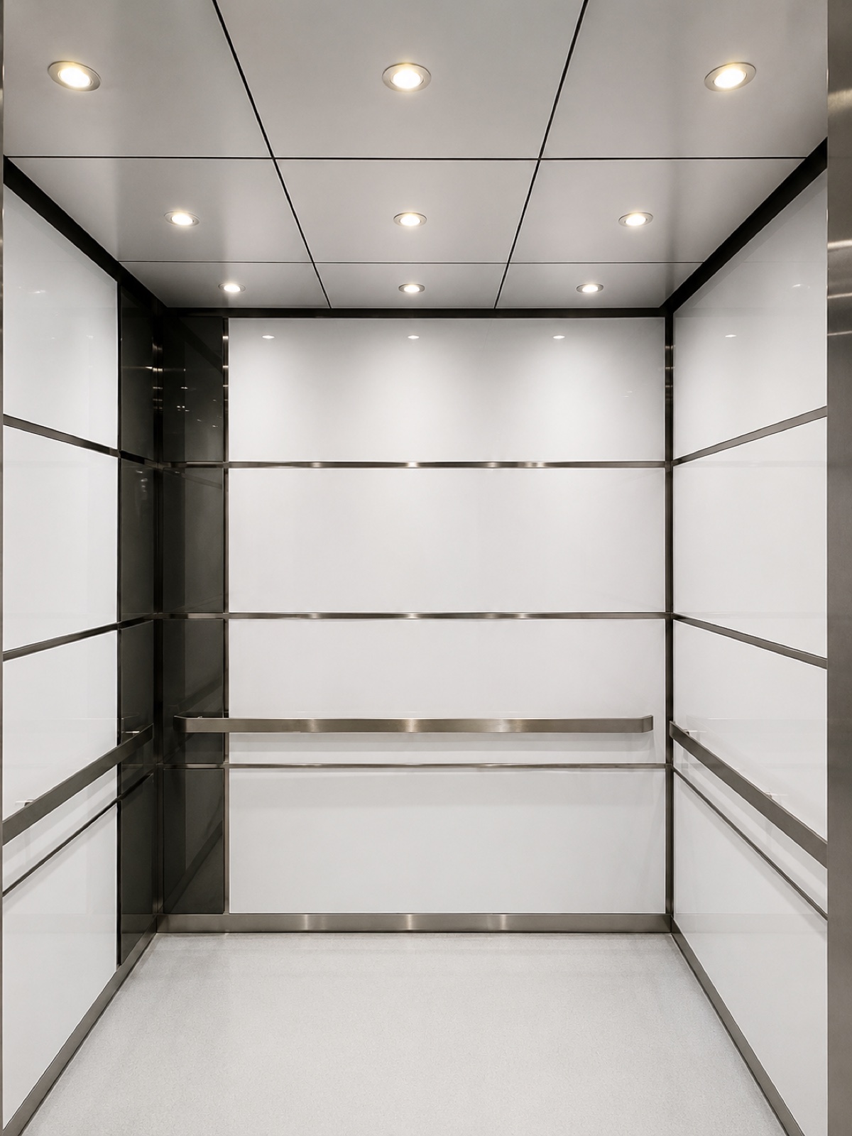 Modernized elevator cab interior at Palmetto Hospital