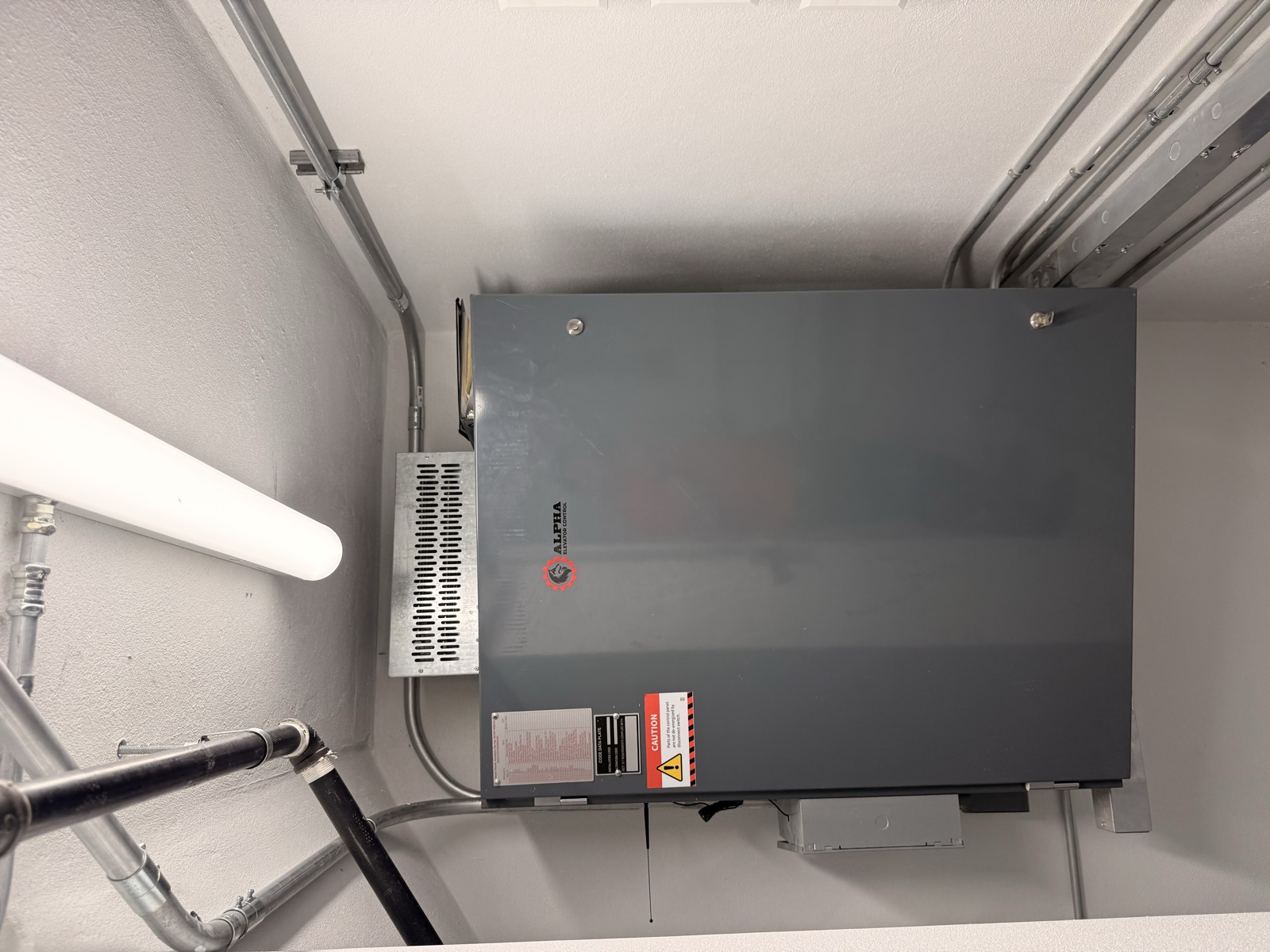 Alpha Elevator Control cabinet in the new control room at 652 NE Building