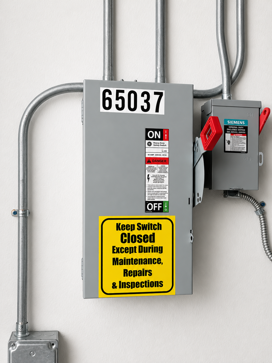 New electrical disconnect safety switches installed during the 9550 Concourse elevator modernization