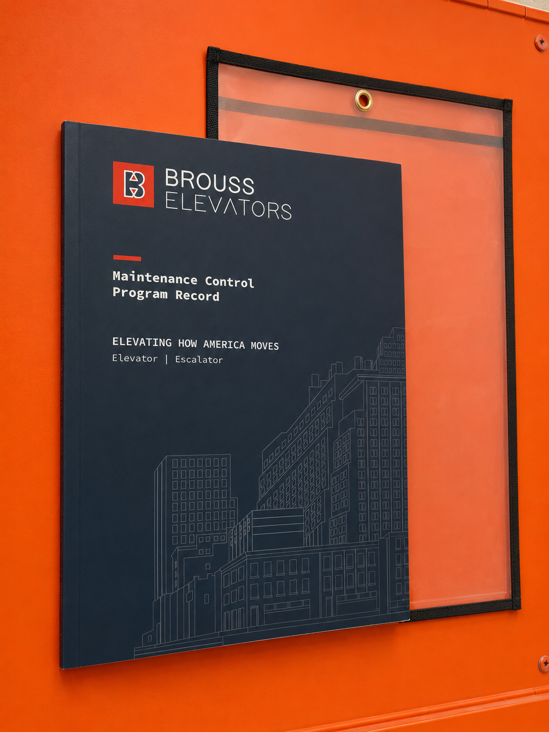 Villa Grande Brouss Maintenance Control Program Record binder on the orange power unit
