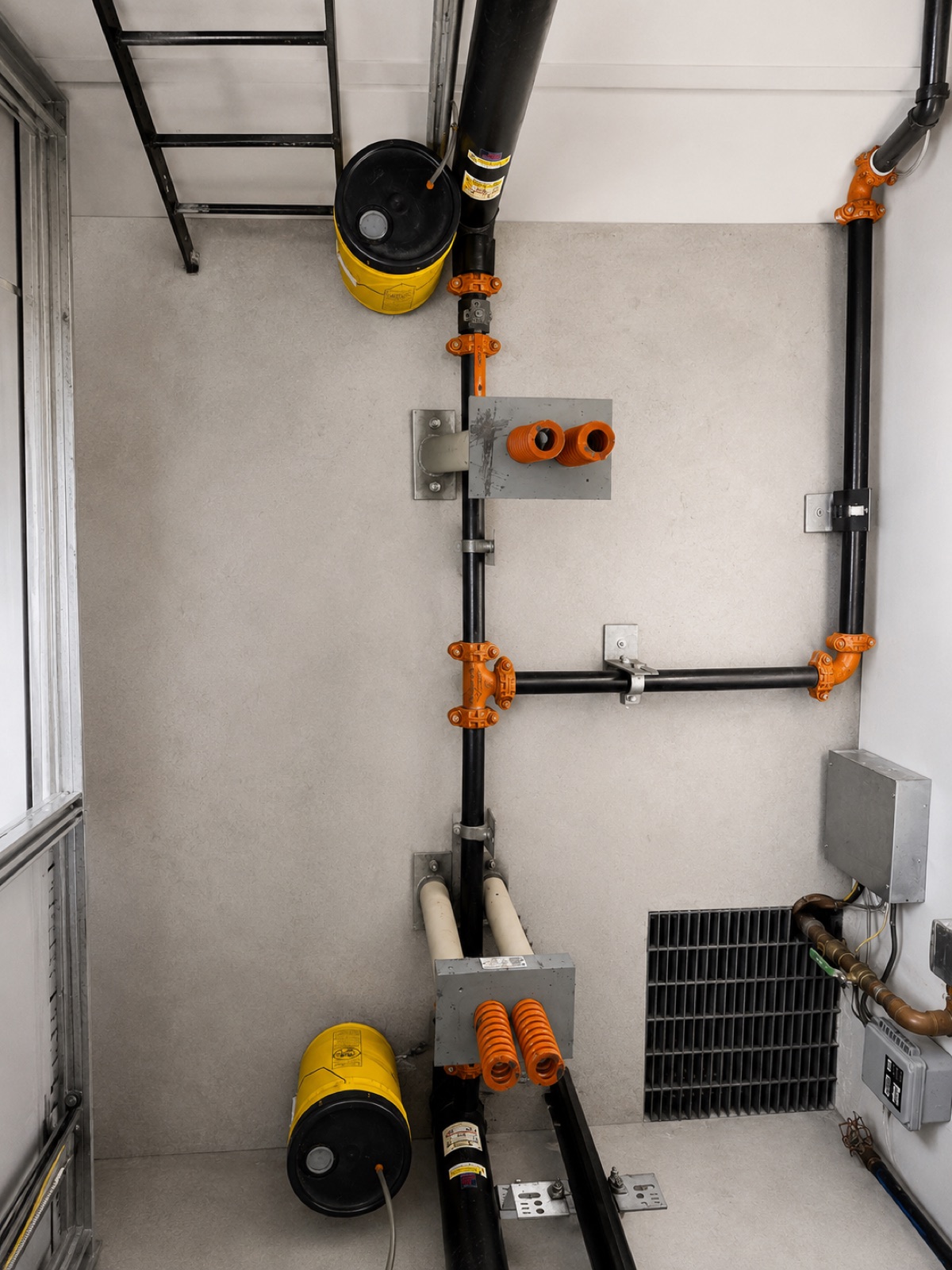 Holeless hydraulic elevator equipment with new piping and buffers at Doral Place 87