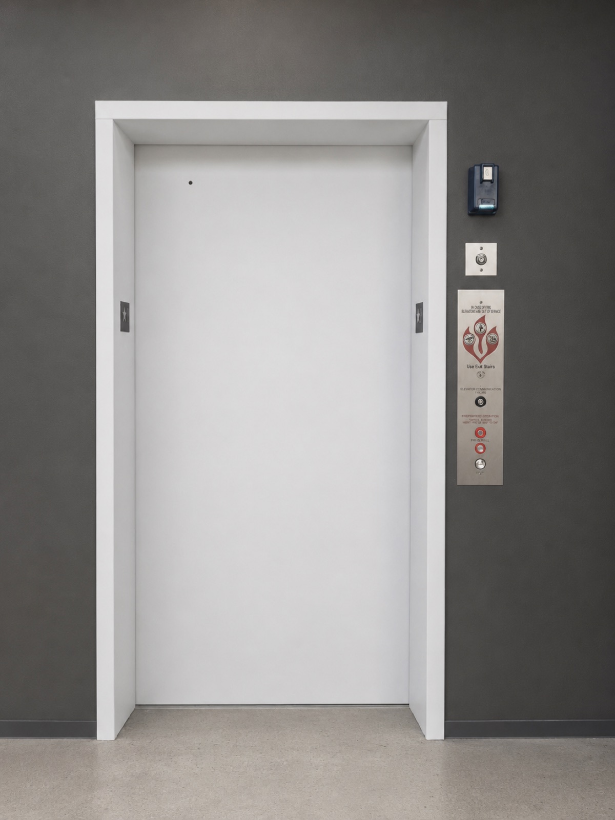 Elevator hoistway entrance with the fire operation hall station at Doral Place 87 in Doral