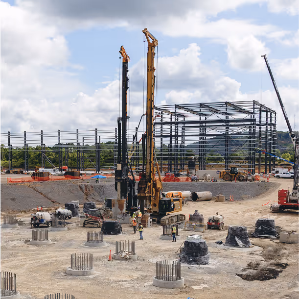 Construction site, showing foundations